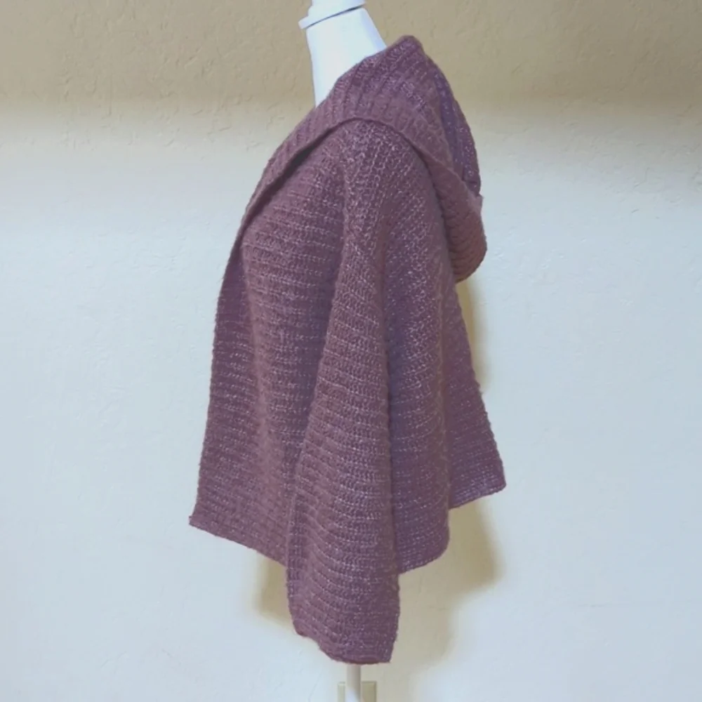 Wild Fable Chestnut Slouchy Ribbed Knit Open Front Hooded Cardigan Size XS